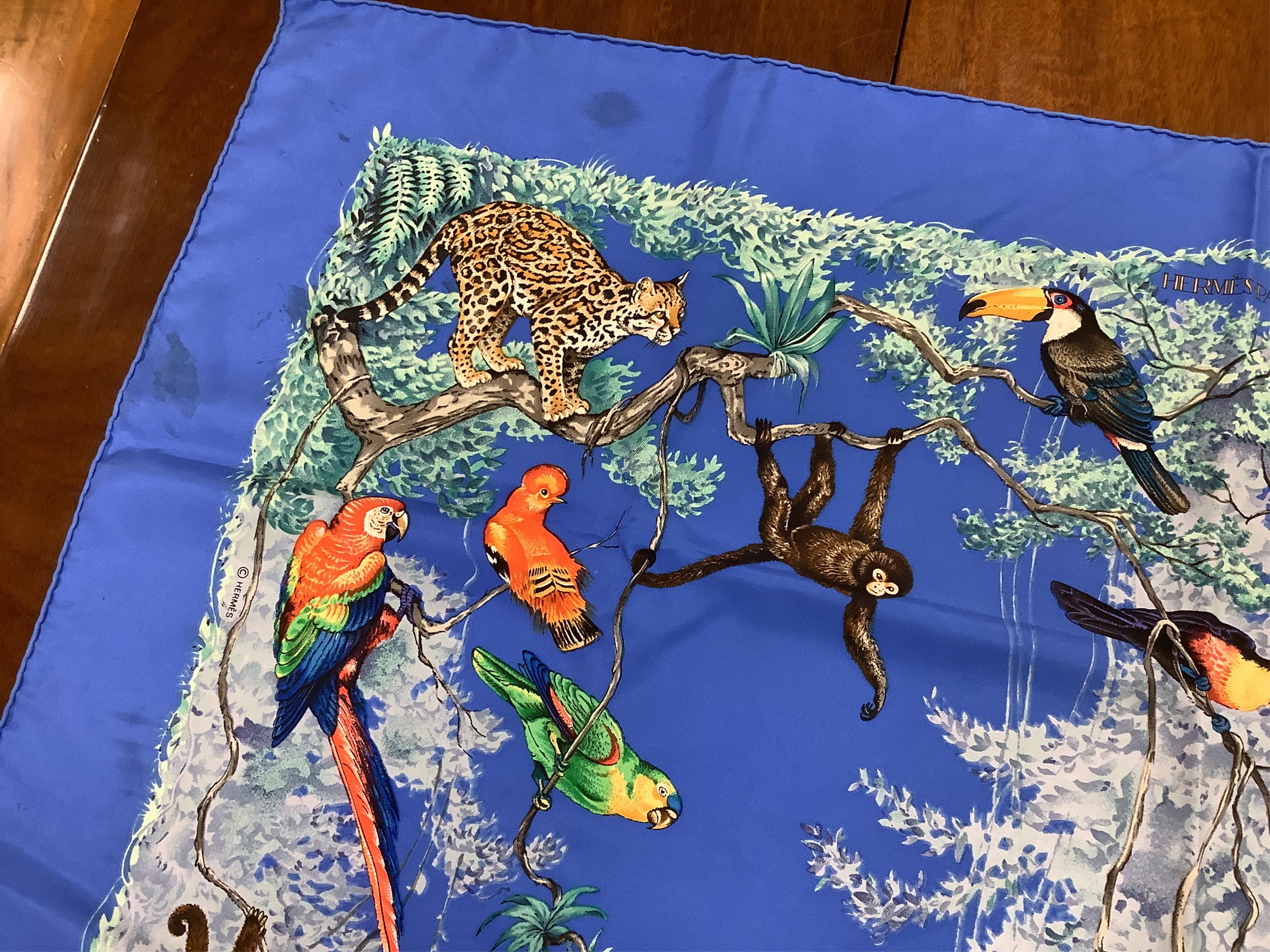 Two boxed Hermes silk scarves comprising ‘Real Escuela Andaluza del Arte Equestre’ and ‘Equateur’, with original boxes, together with four Hermes gentleman’s silk ties